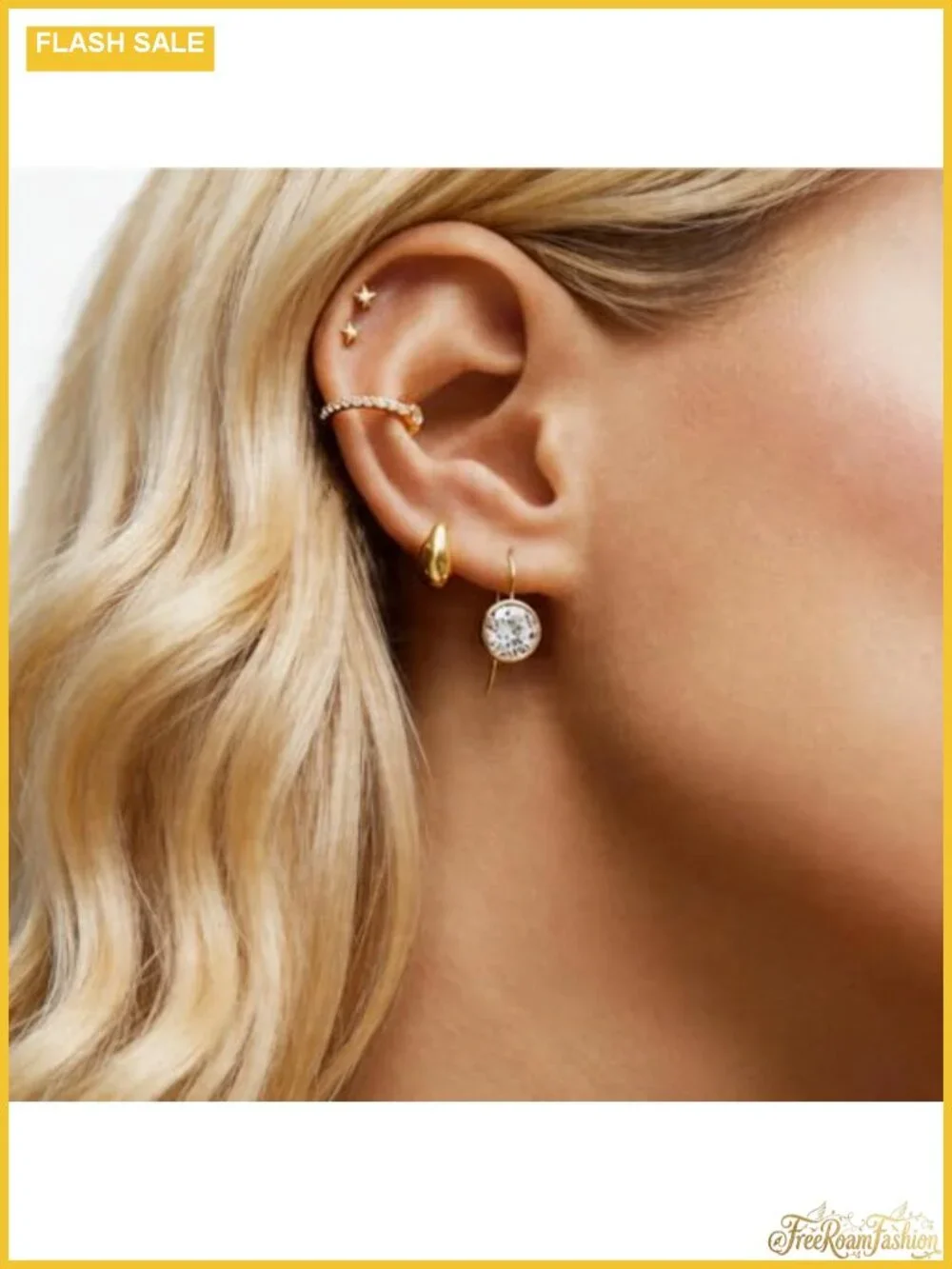 Gold Plated Bezel Set Drop Earrings with Cubic Zirconia for Women